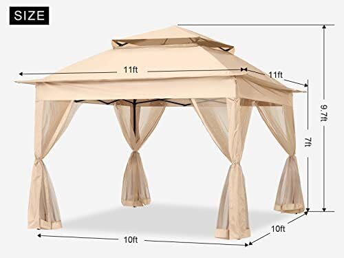 Sushila Outdoor Garden Gazebo Tent (11 x 11 Feet, Waterproof, Khaki) Shed, Canopy Tent,Instant Pop Up Tent.