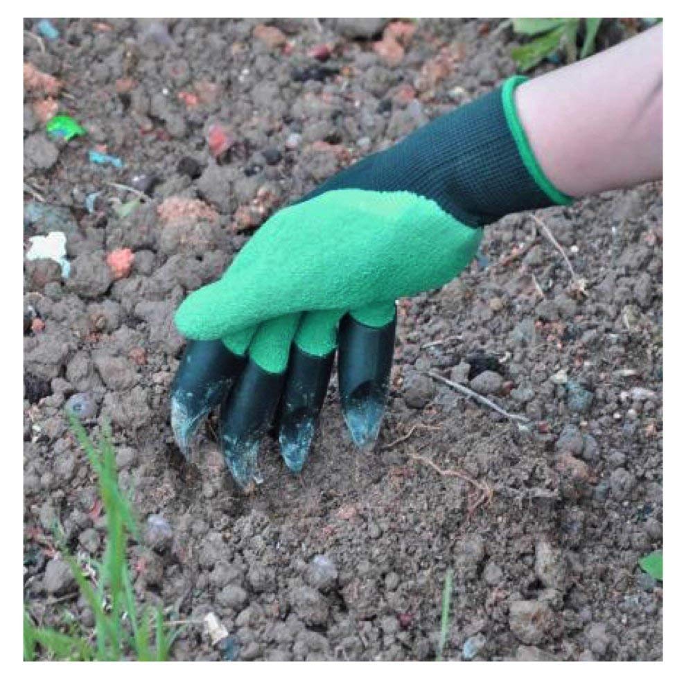 FreshDcart Gloves for Gardening Work – Heavy Duty Washable Gardening Gloves for Home Garden Use with ABS Claws on Right Hand Fingertips for Digging (Free Size, Green, Pack of 1)